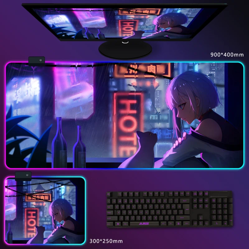 電馭叛客邊緣行者 RGB 電競滑鼠墊｜Cyberpunk 動漫電競桌墊