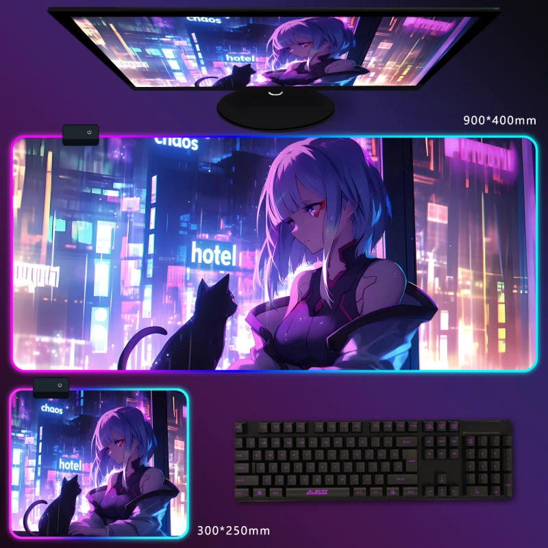 電馭叛客邊緣行者 RGB 電競滑鼠墊｜Cyberpunk 動漫電競桌墊