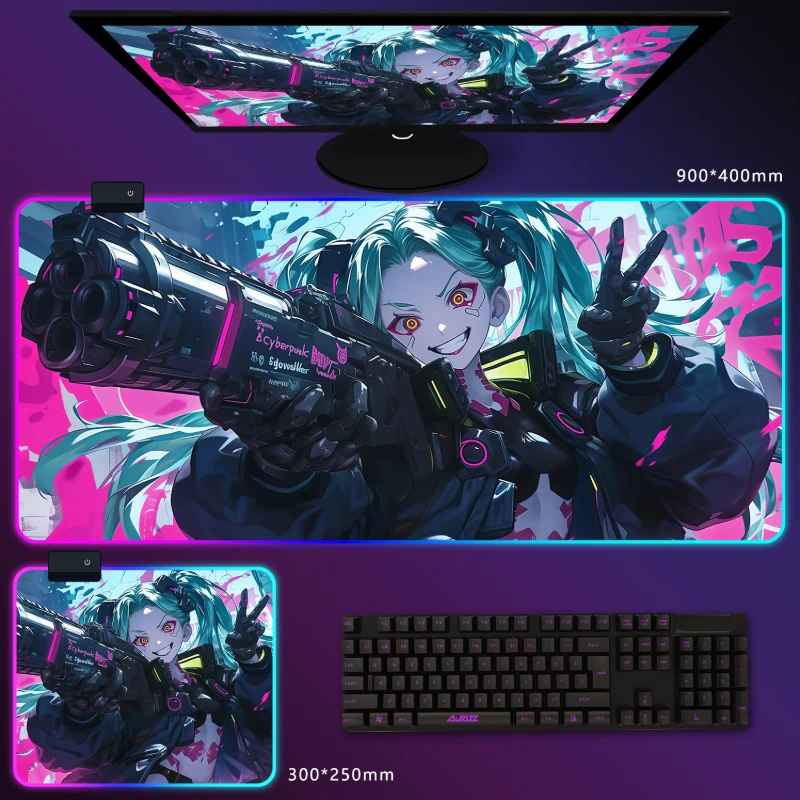 電馭叛客邊緣行者 RGB 電競滑鼠墊｜Cyberpunk 動漫電競桌墊