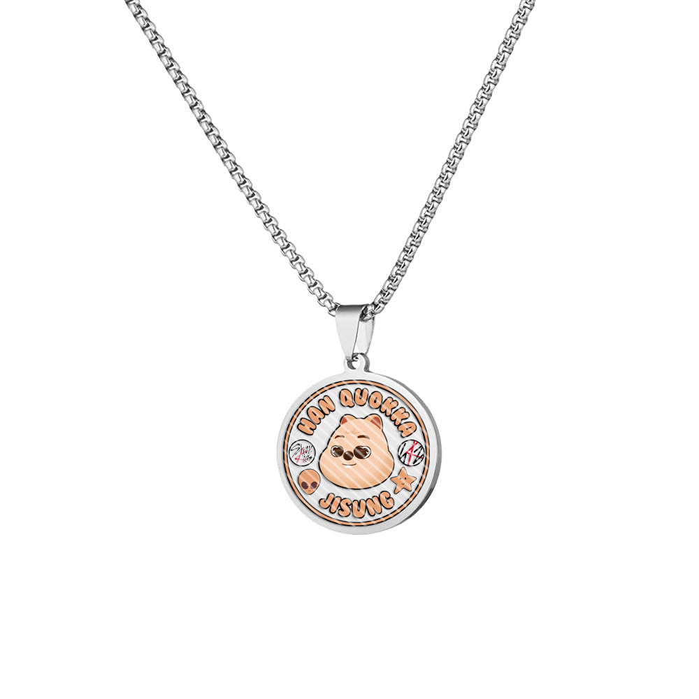 Stray Kids 圓形吊墜項鍊｜不鏽鋼彩印鈦鋼項鍊・K-POP 粉絲飾品