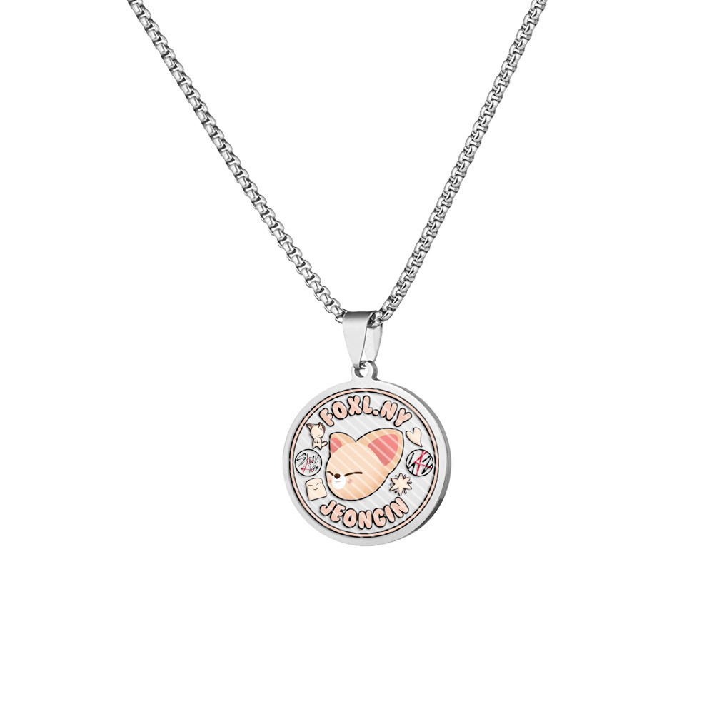 Stray Kids 圓形吊墜項鍊｜不鏽鋼彩印鈦鋼項鍊・K-POP 粉絲飾品