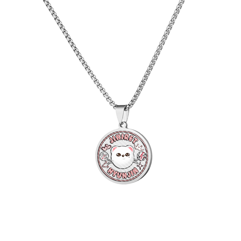 Stray Kids 圓形吊墜項鍊｜不鏽鋼彩印鈦鋼項鍊・K-POP 粉絲飾品