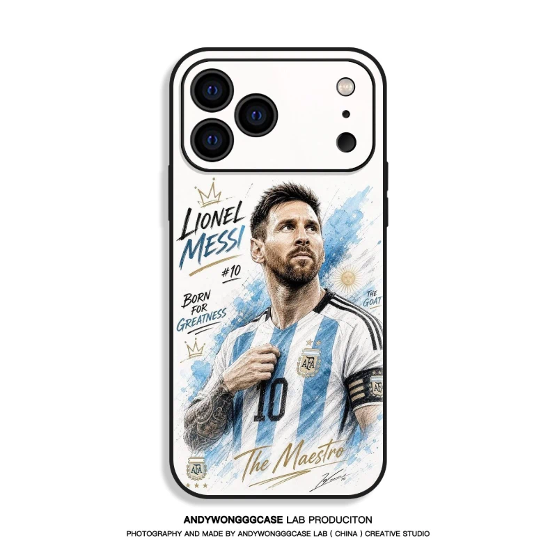 梅西 Messi 高清鋼化玻璃手機殼