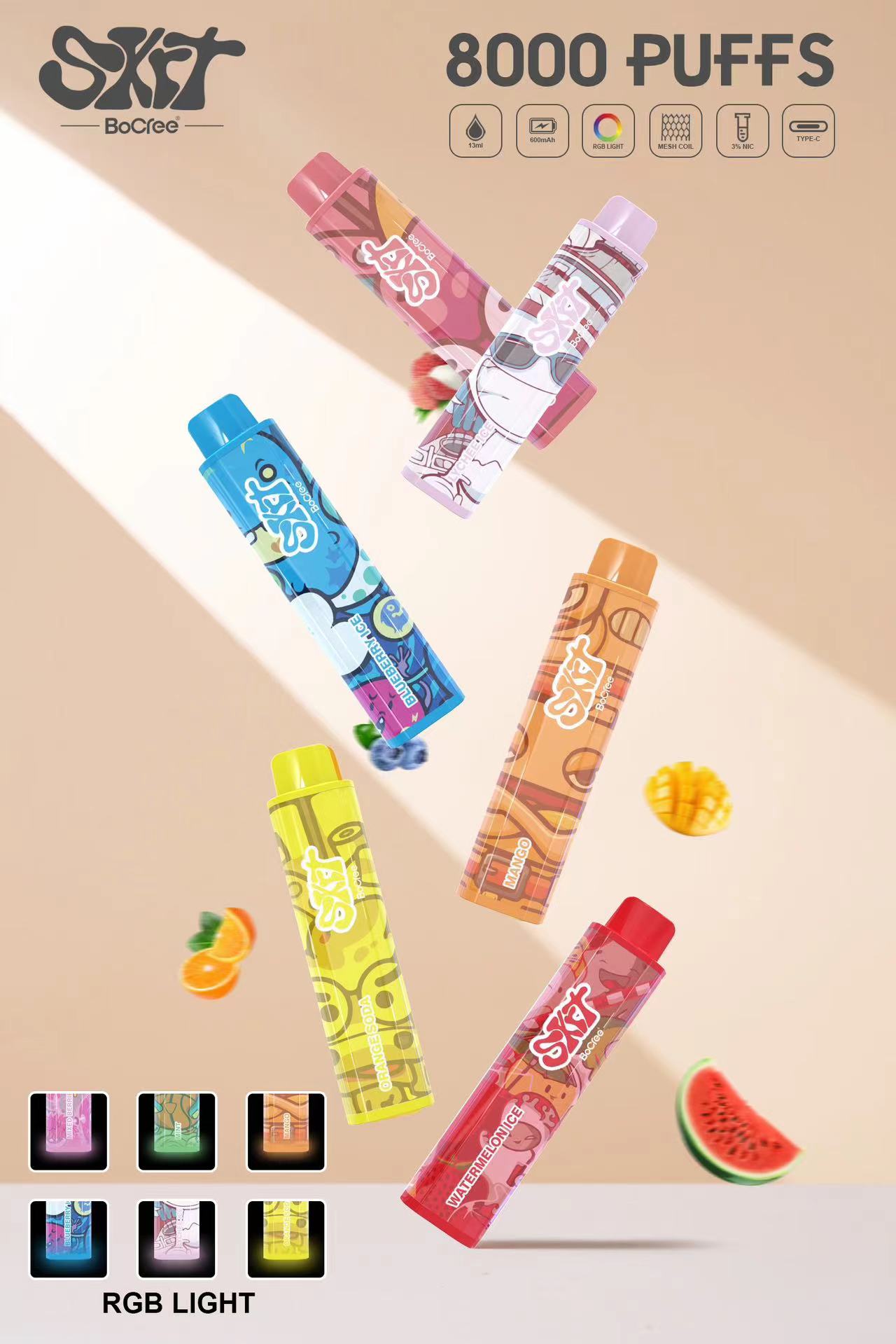 香港一次性電子煙SKRT 8000 PUFFS 啖一次性電子煙現貨直發 可批發