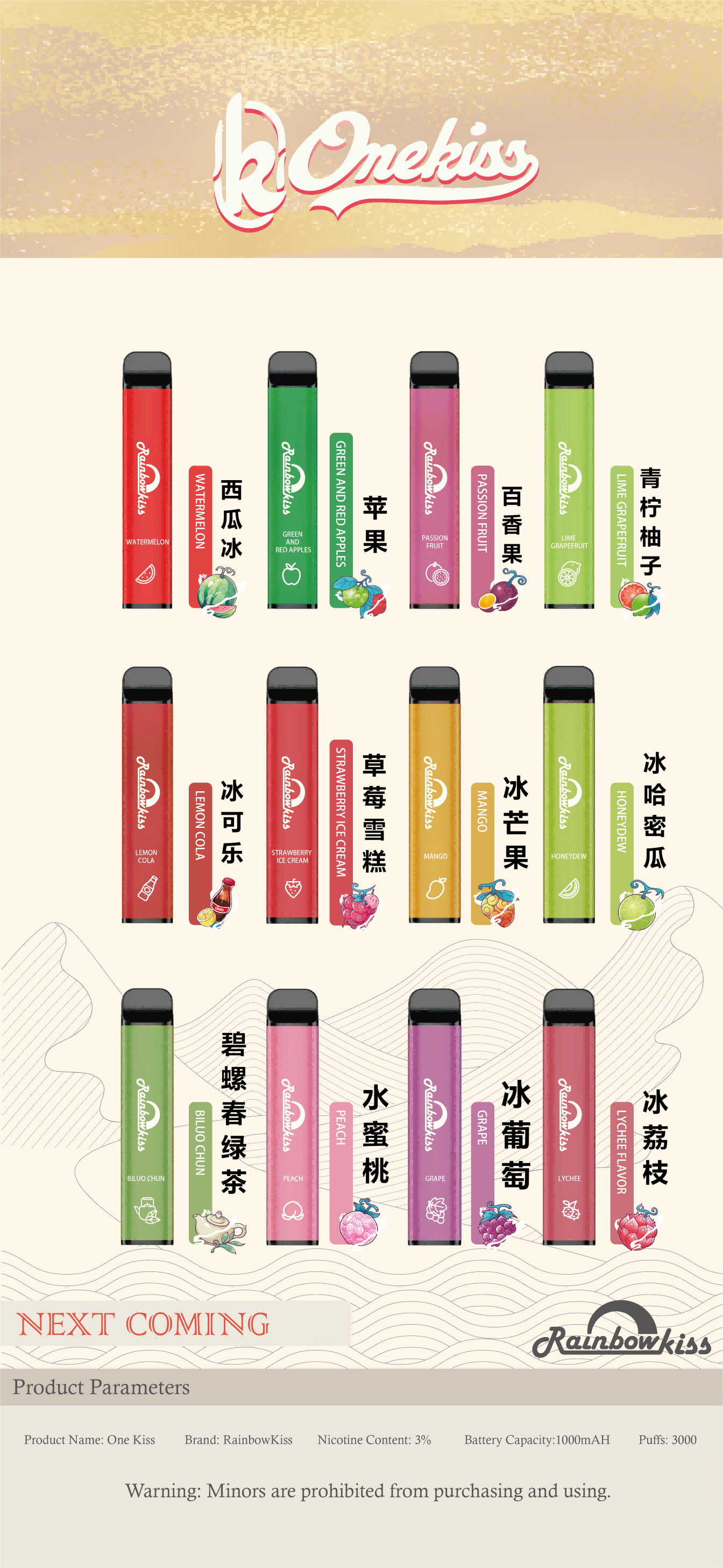 香港一次性電子煙Onekiss 3000 PUFFS 現貨直發