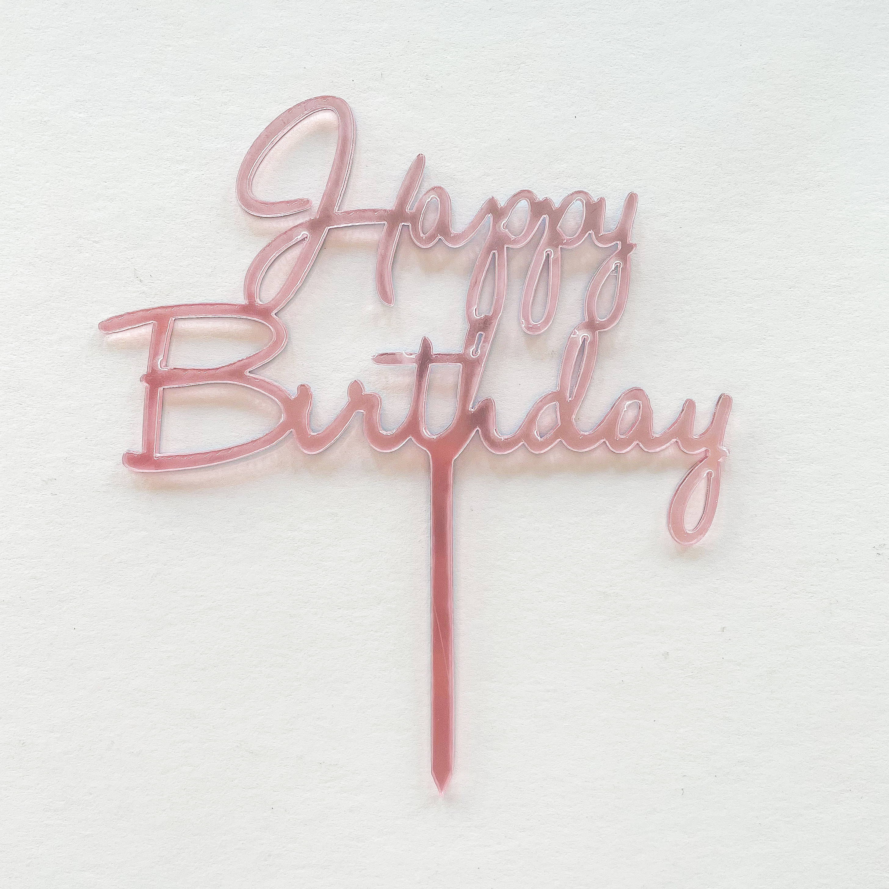 Light Metallic Pink Happy Birthday Topper
