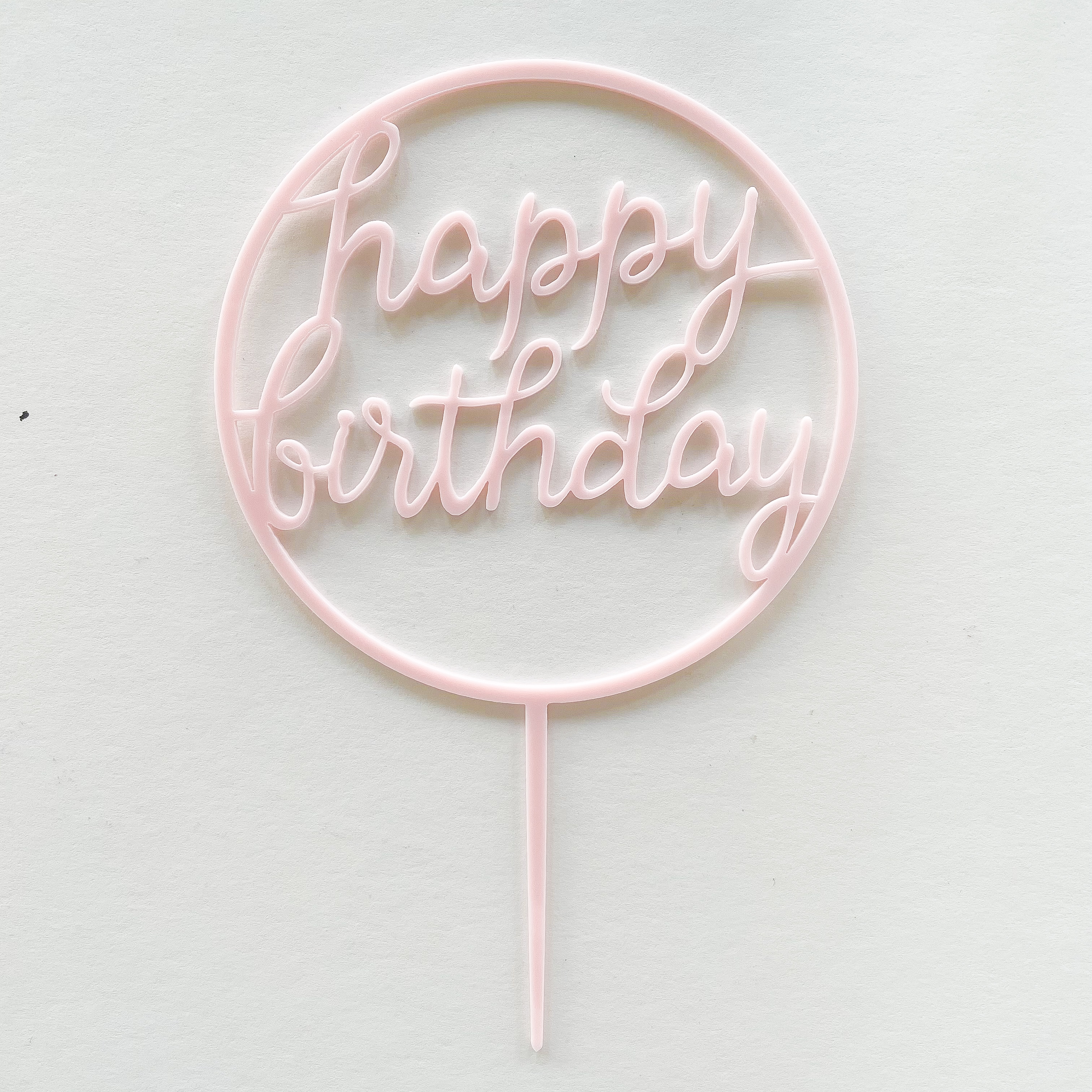 (with border) Light Pink Happy Birthday Topper 