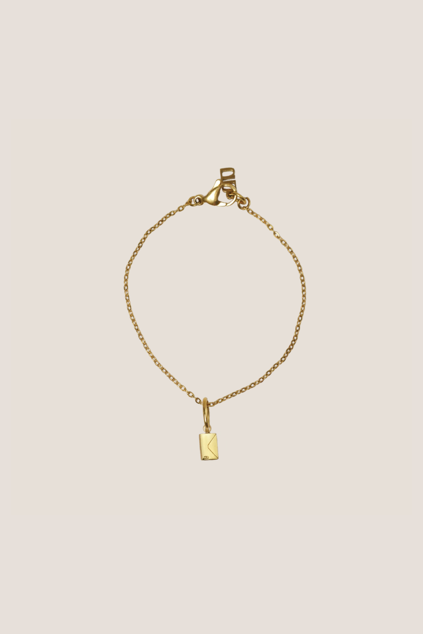 Dear Me Postcard Charm with Gold Chain Bracelet