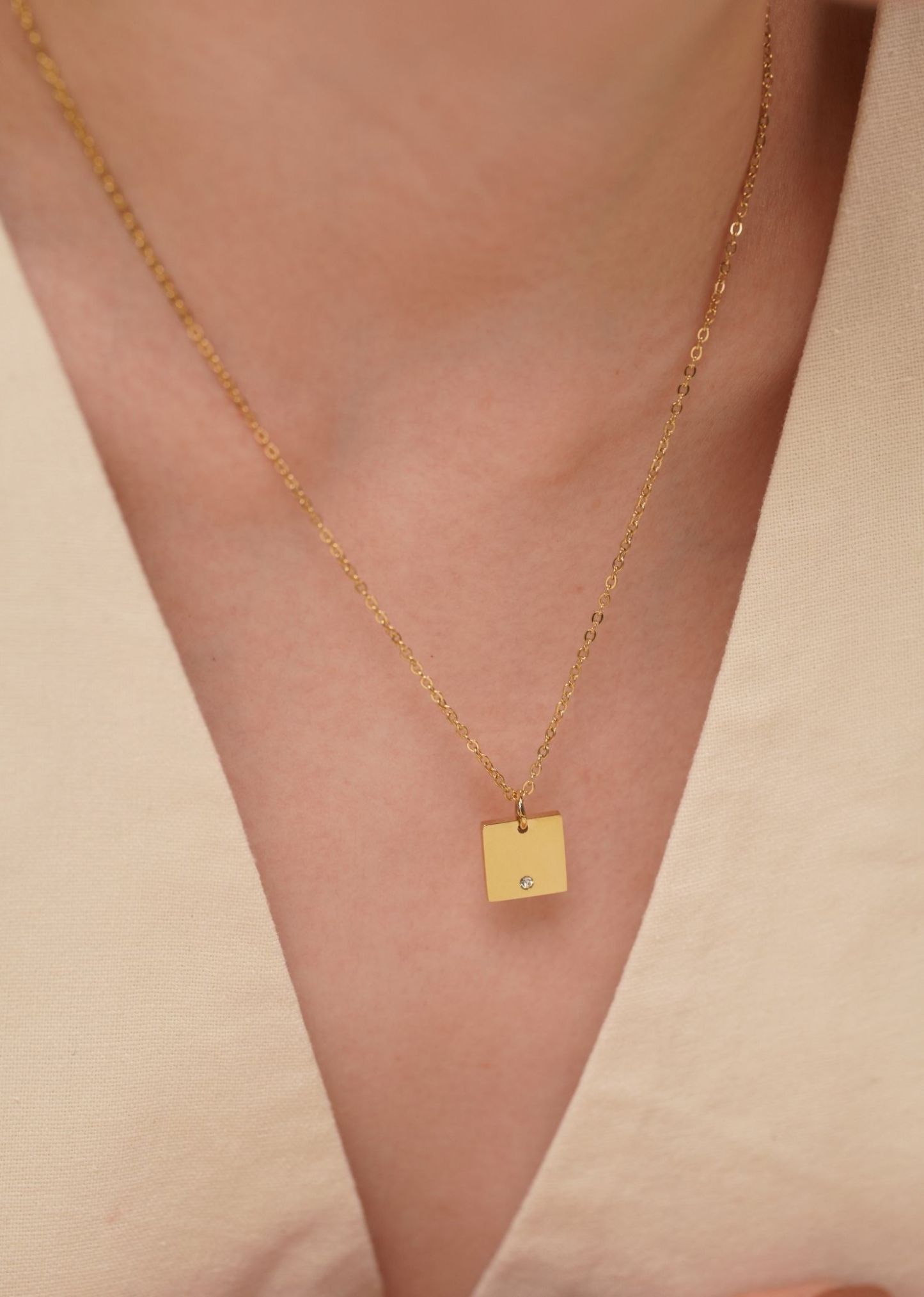 Square Gold Necklace