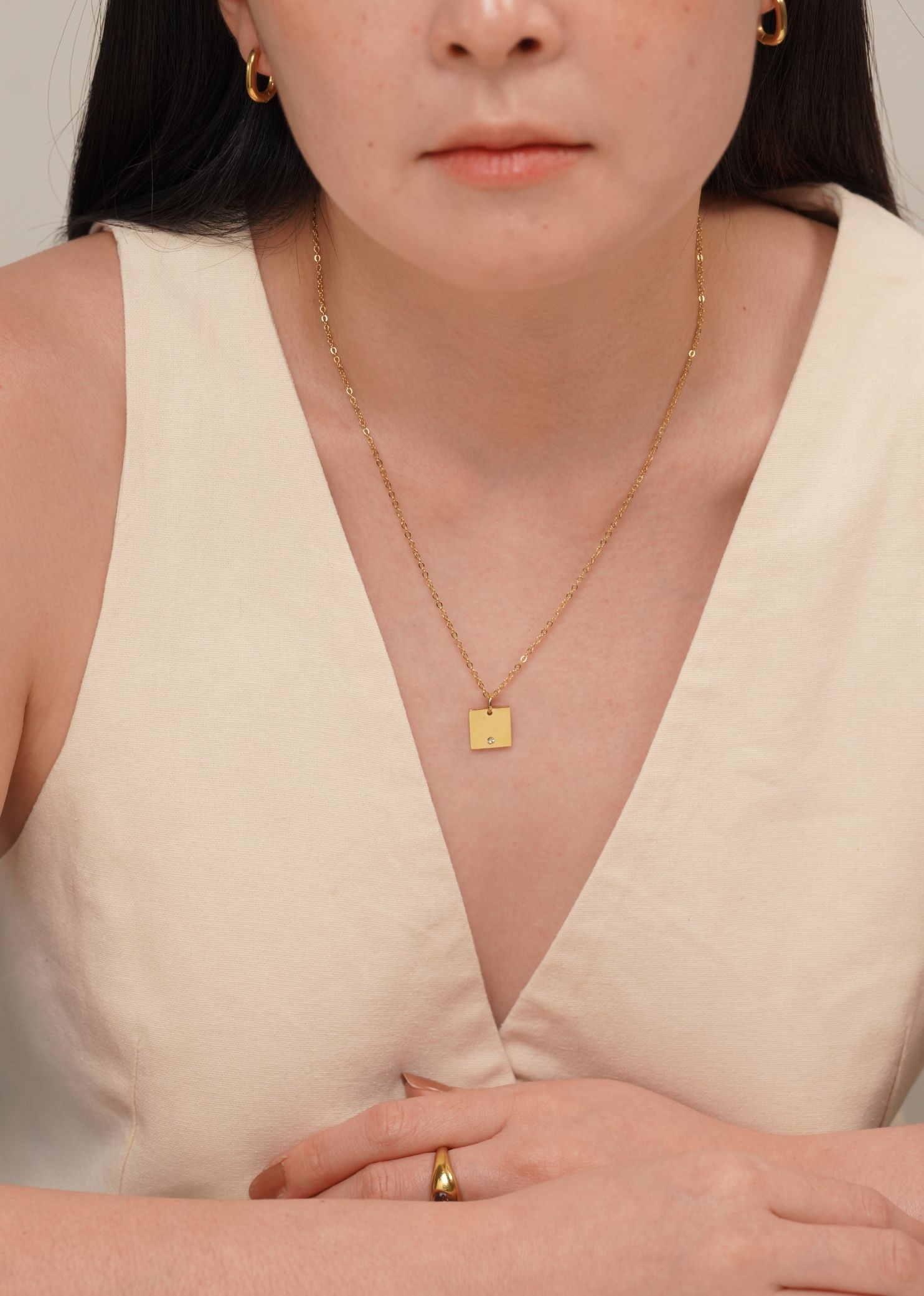 Square Gold Necklace