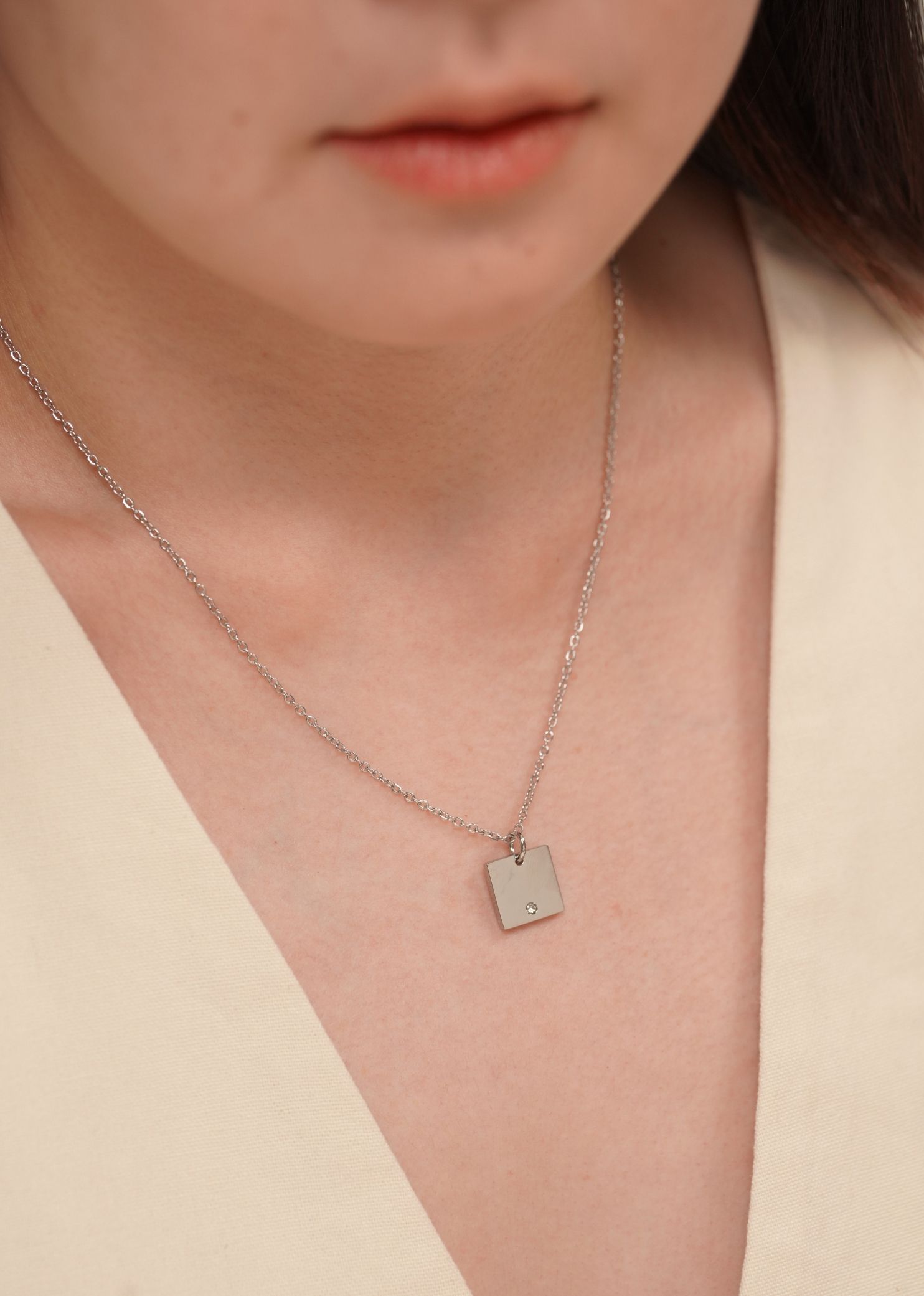 Square Silver Necklace