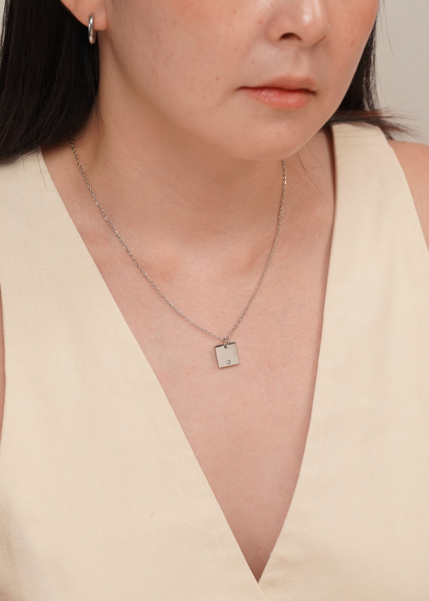 Square Silver Necklace