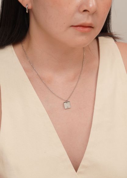 Square Silver Necklace