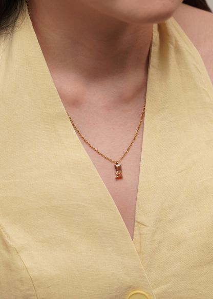 Verity Champagne Pendant Gold Chain Necklace