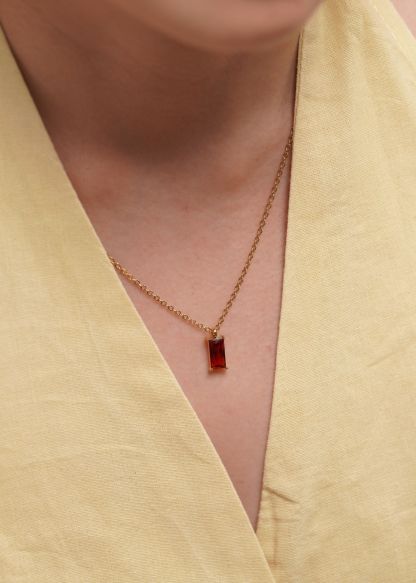 Verity Ruby Pendant Gold Chain Necklace