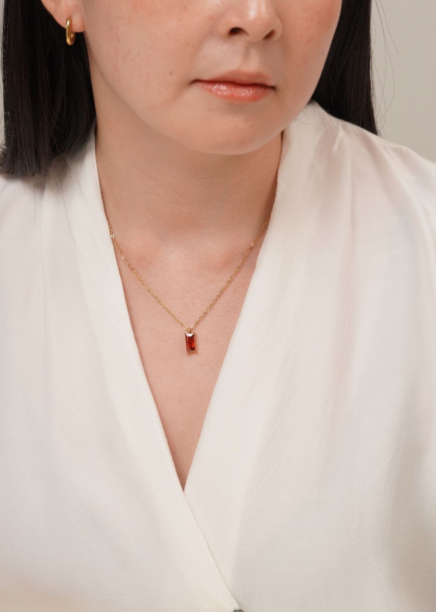 Verity Ruby Pendant Gold Chain Necklace