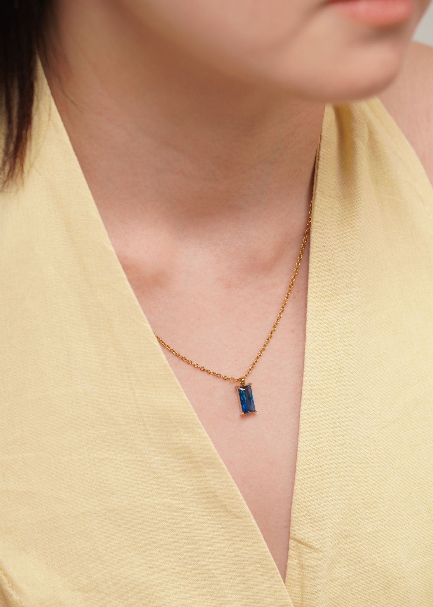 Verity Blue Sapphire Pendant Gold Chain Necklace