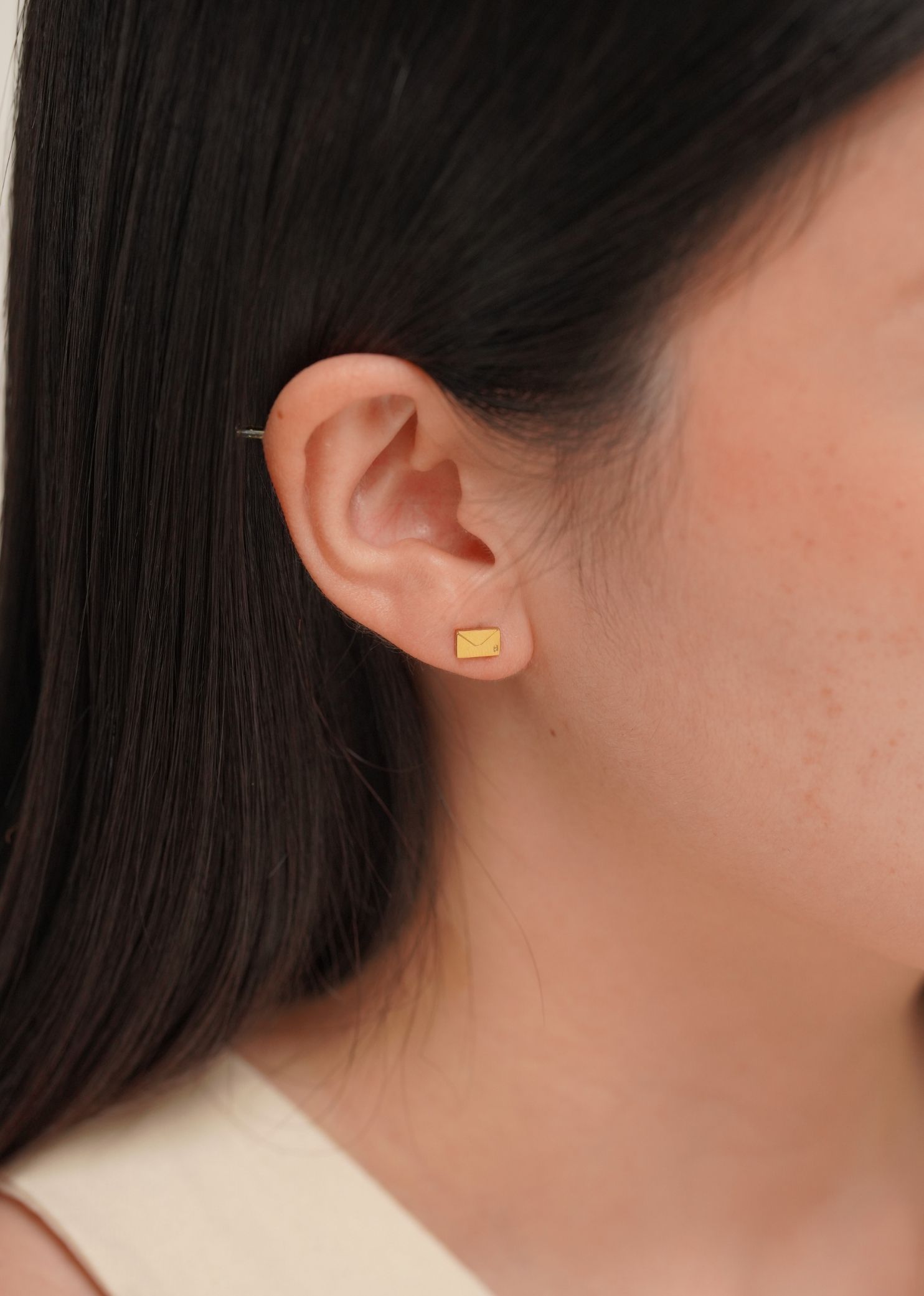 Dear Me Postcard Gold Stud Earrings