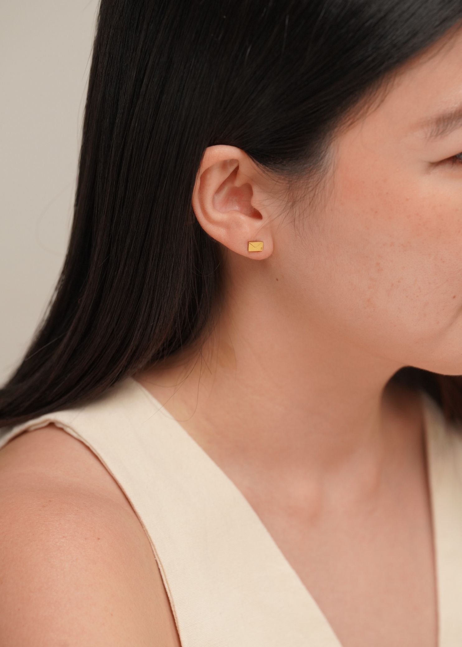 Dear Me Postcard Gold Stud Earrings