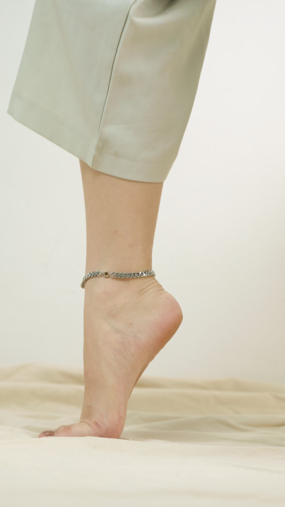 Andonis Curb Silver Chain Anklet
