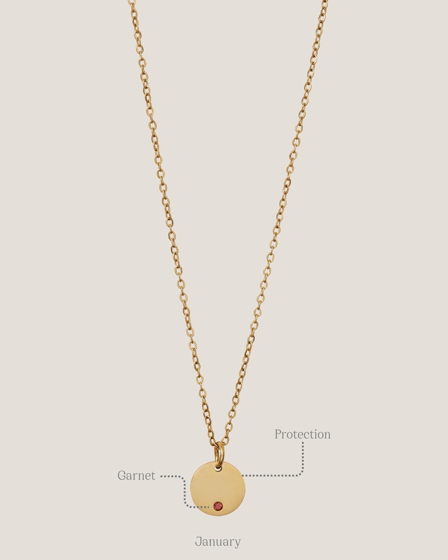 Birthstone Round Pendant Gold Chain Necklace