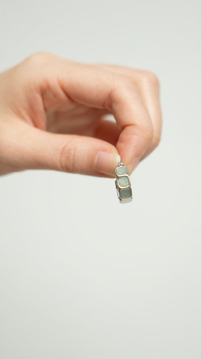 Eterna Aventurine Jade Silver Hoop Earrings 