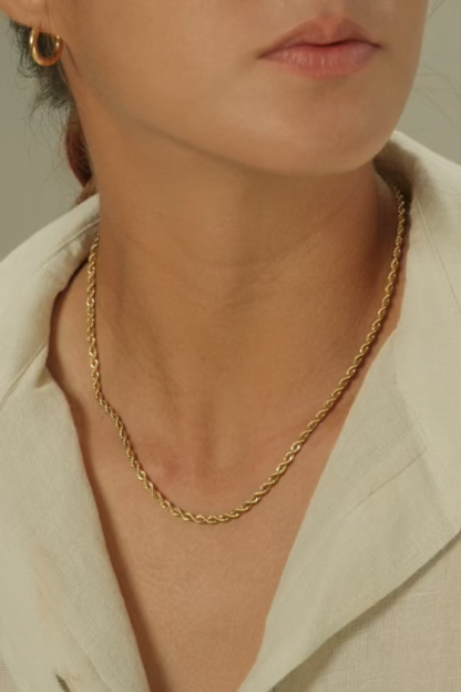 Zep Thin Gold Rope Chain Necklace
