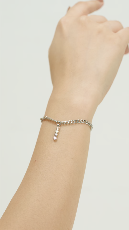 Romantic Mystic Pendant Silver with Curb Chain Bracelet