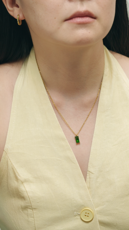 Verity Emerald Pendant Gold Chain Necklace