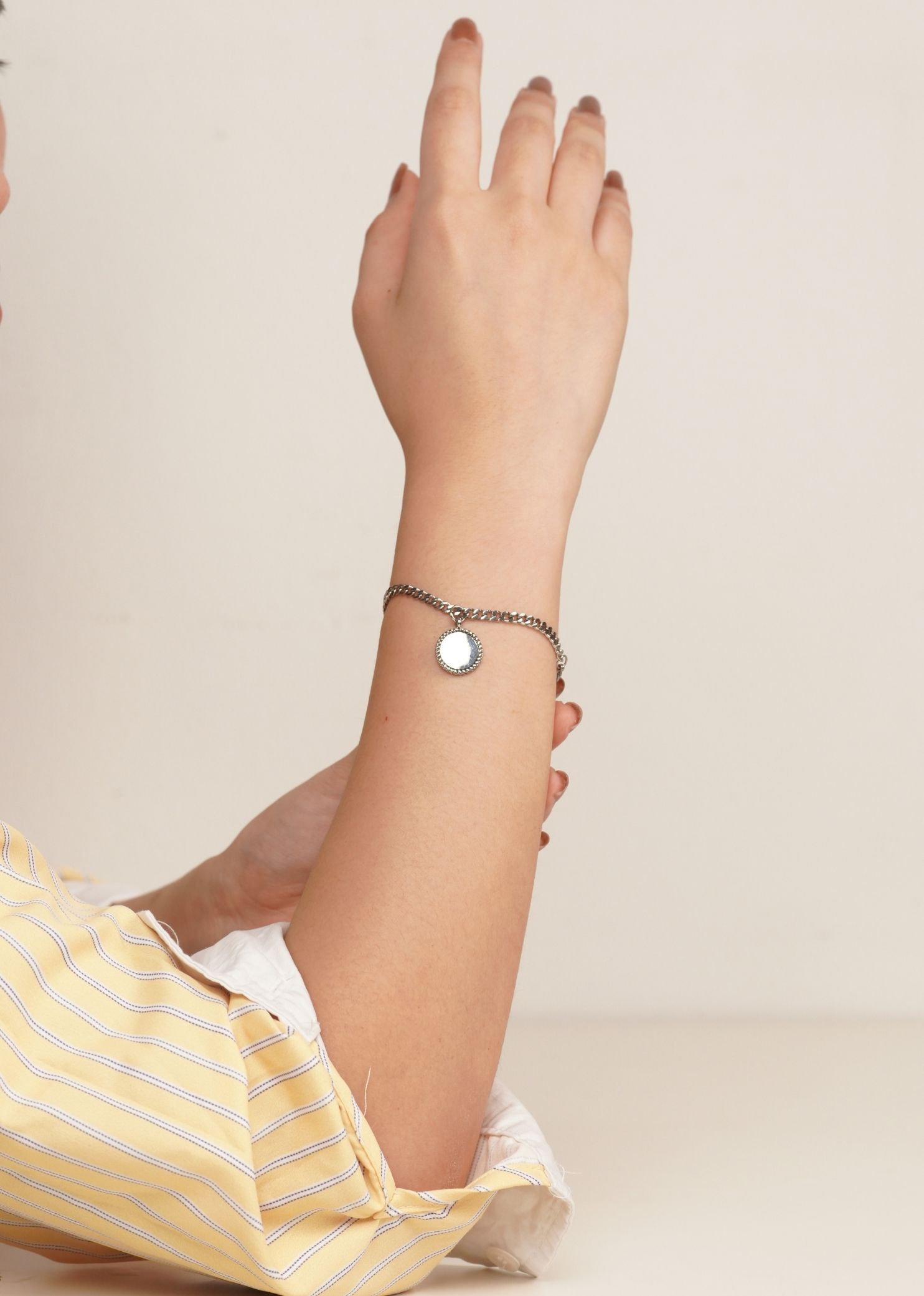 Dana Silver Pendant with Curb Chain Bracelet