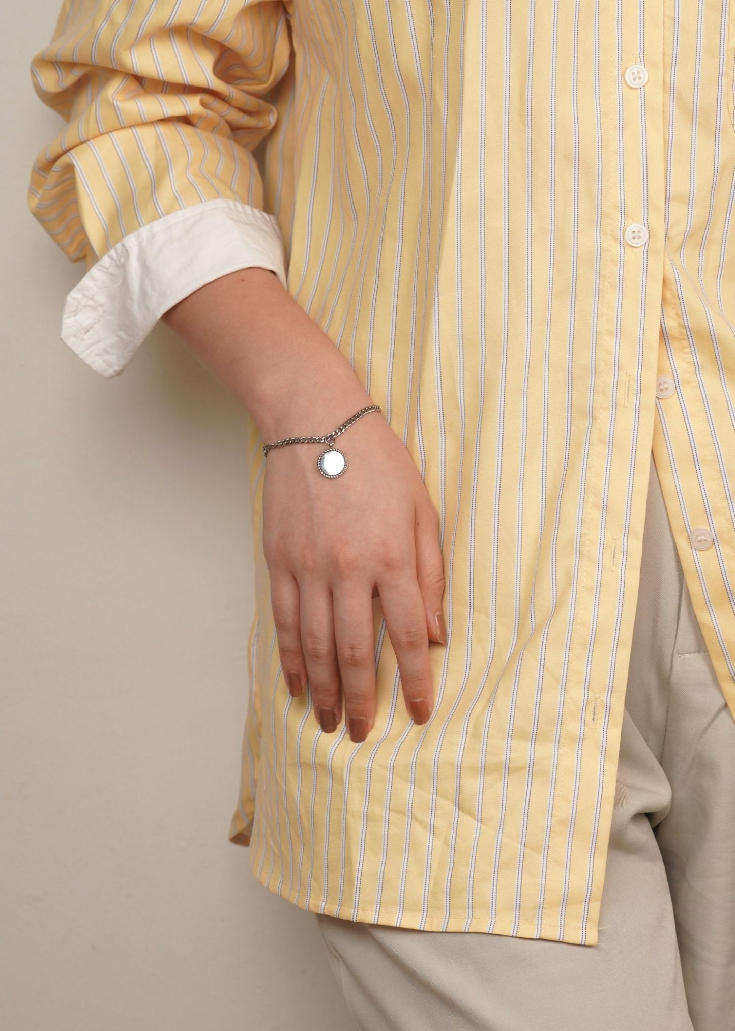 Dana Silver Pendant with Curb Chain Bracelet