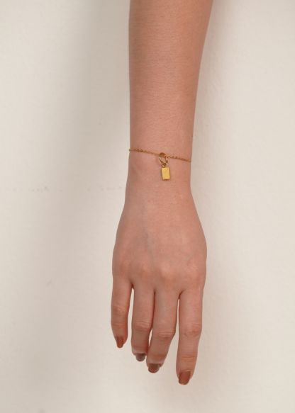 Dear Me Postcard Charm Gold Chain Bracelet
