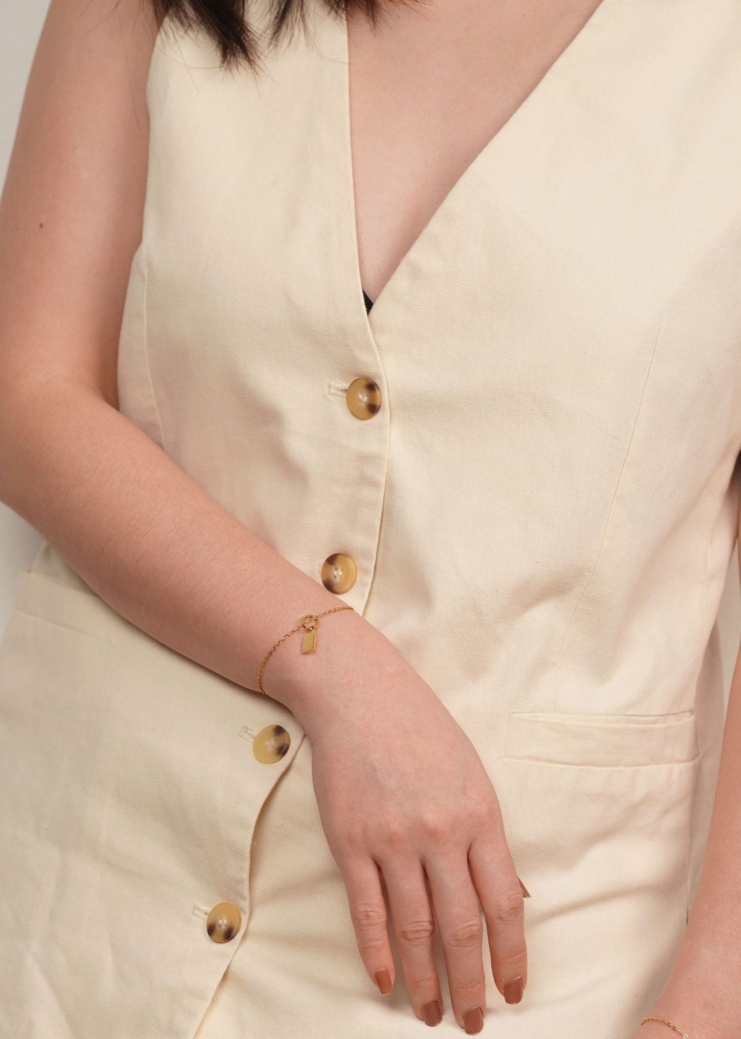 Dear Me Postcard Charm Gold Chain Bracelet