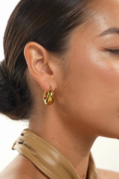 Chunky Huggie Gold Hoop Earrings