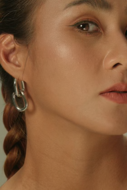 Oval Silver Hoop Earrings