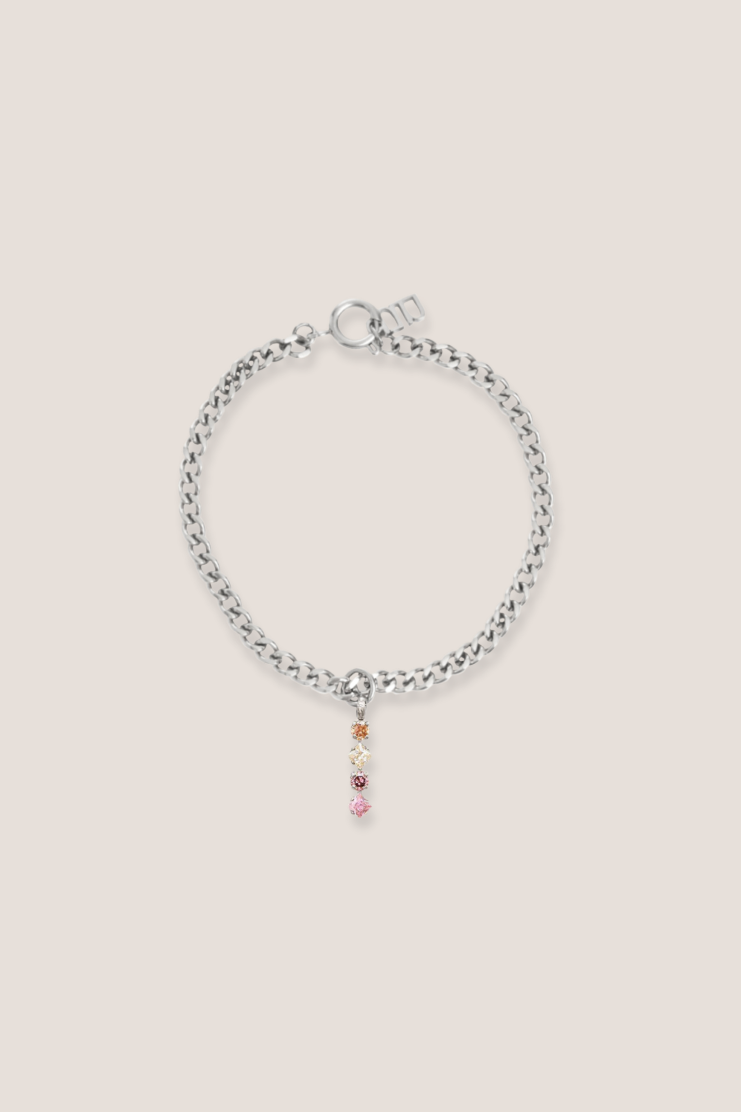 Romantic Mystic Pendant Silver with Curb Chain Bracelet