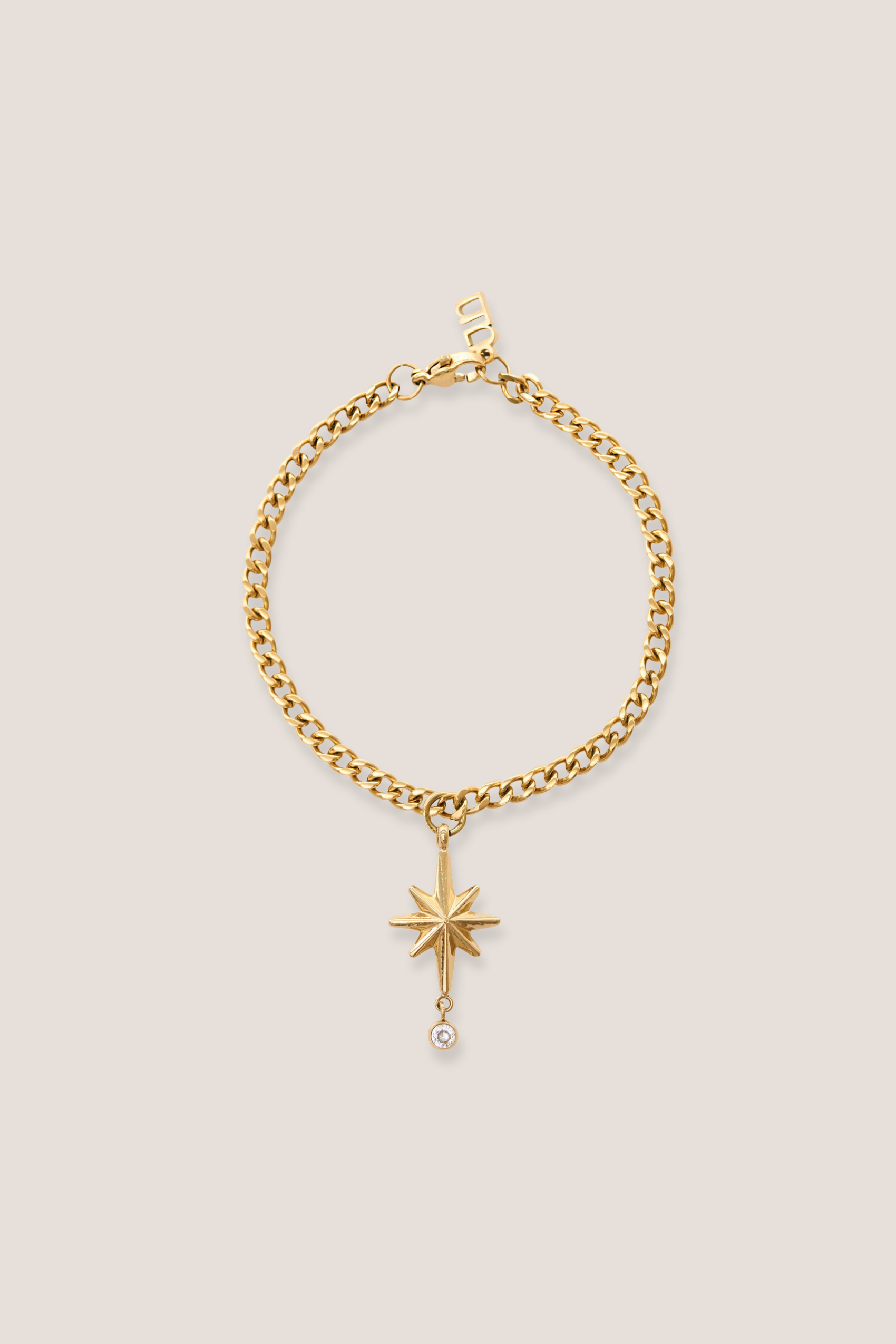 Stardust Gold Pendant with Curb Chain Bracelet