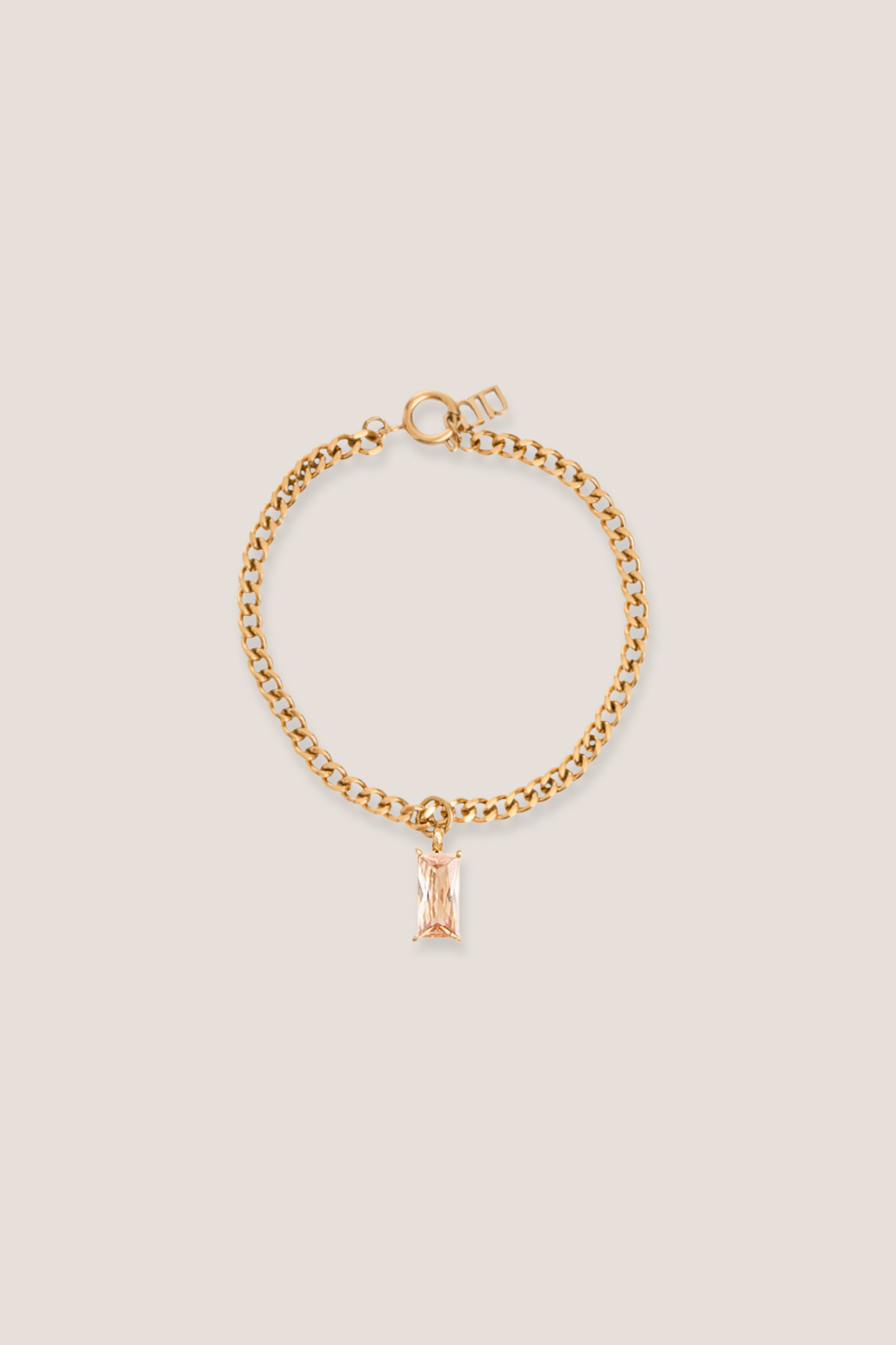 Verity Champagne Pendant Gold with Curb Chain Bracelet