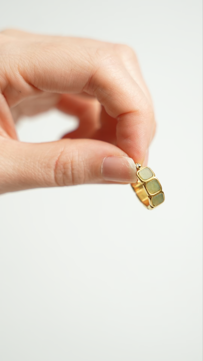 Eterna Aventurine Jade Gold Hoop Earrings