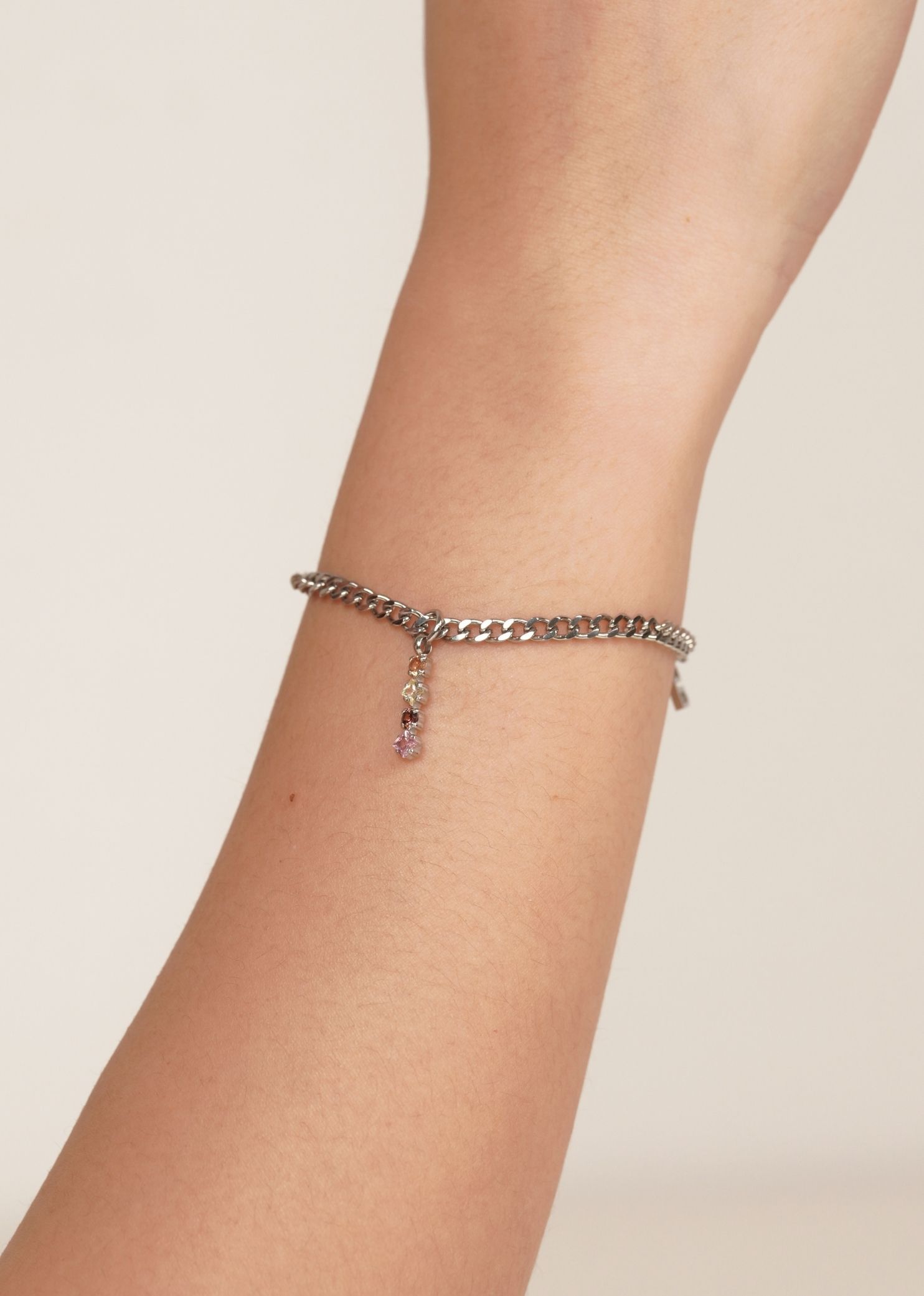 Romantic Mystic Pendant Silver with Curb Chain Bracelet