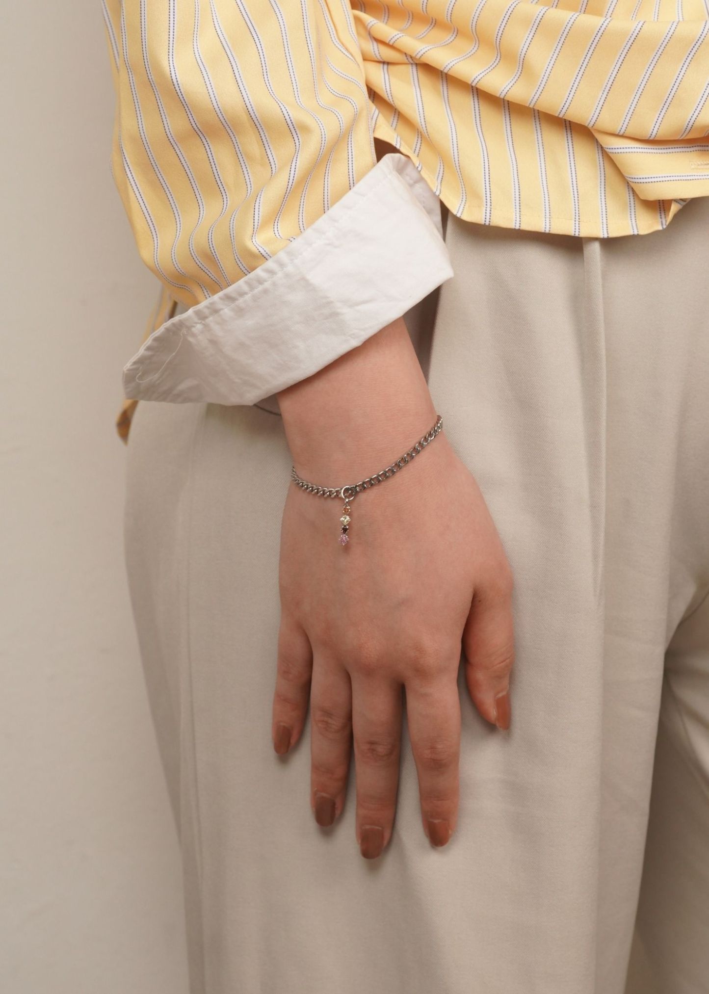 Romantic Mystic Pendant Silver with Curb Chain Bracelet