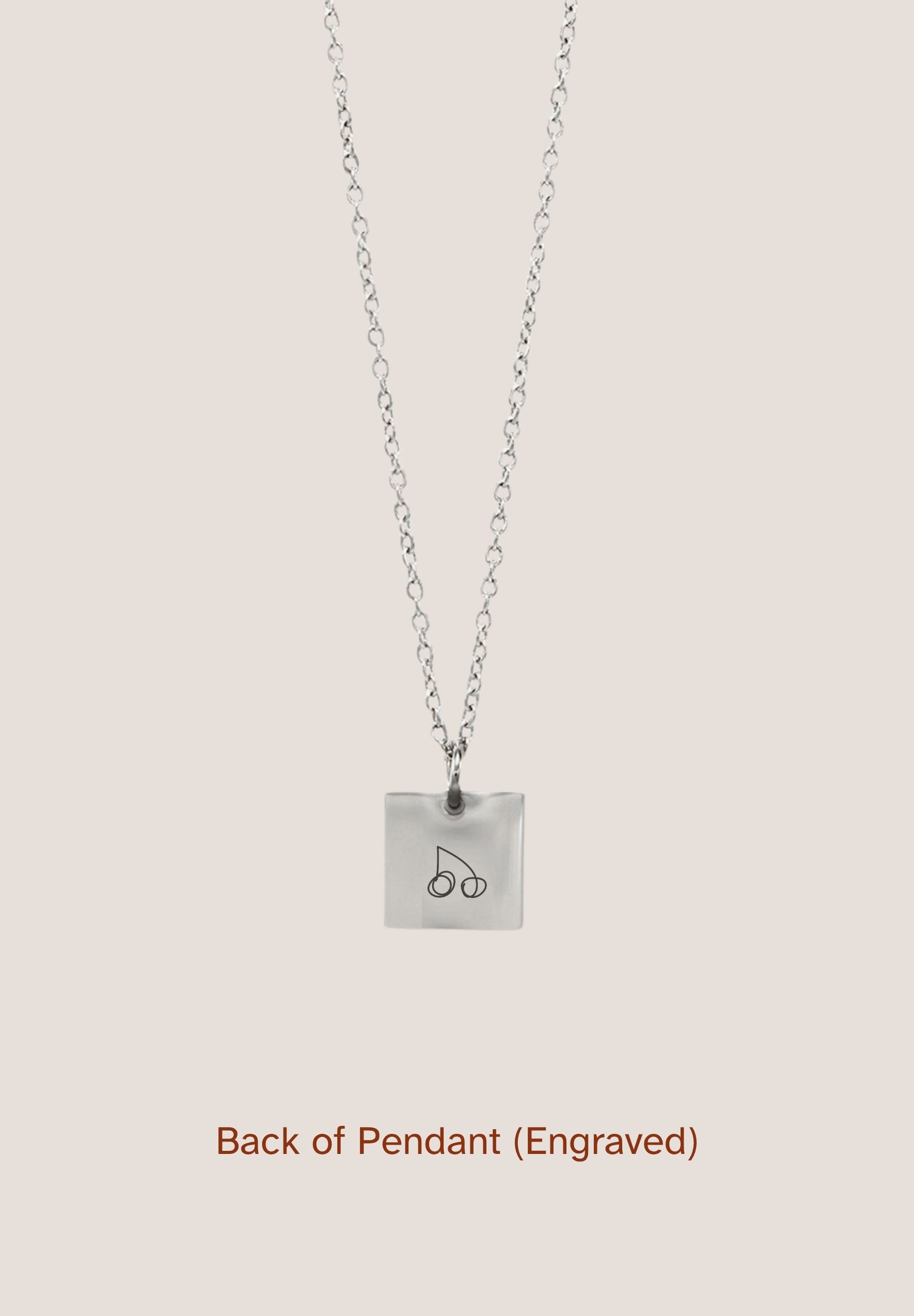 Square Silver Chain Pendant Necklace