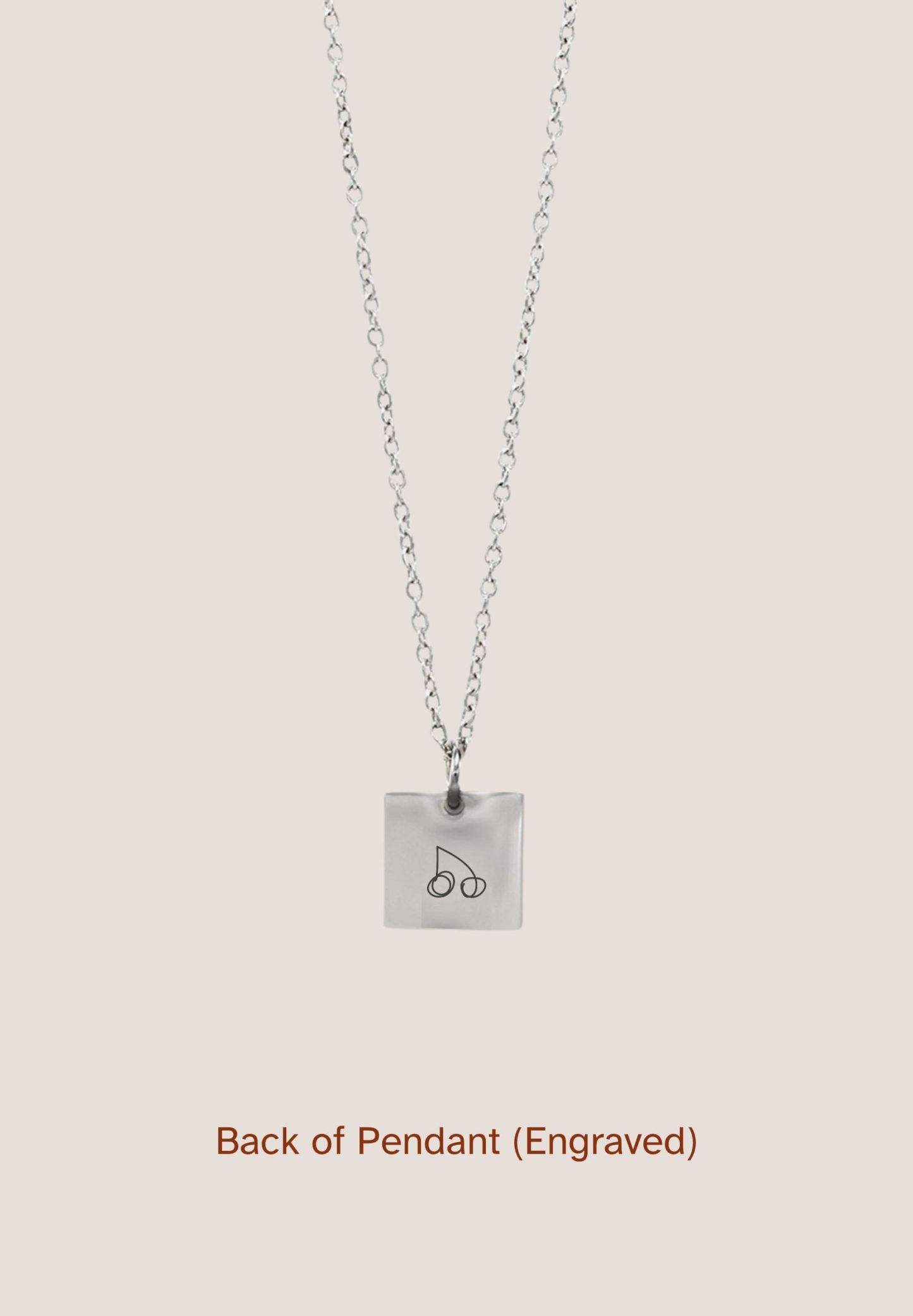 Square Silver Chain Pendant Necklace