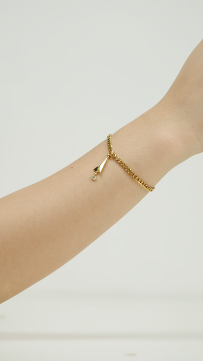 Bibelot Gold Pendant with Curb Chain Bracelet