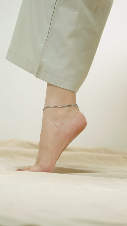Curb Chain Silver Anklet