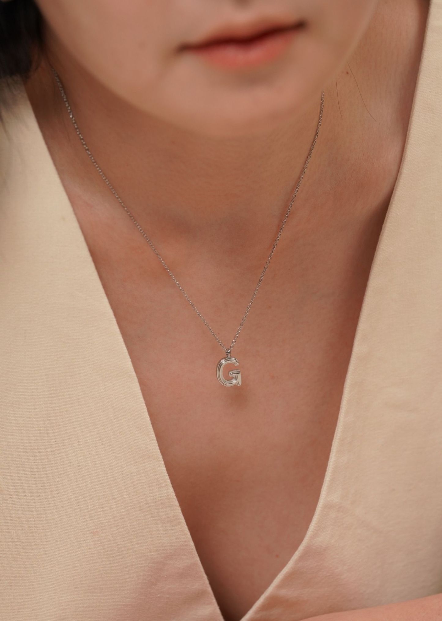 Alphabet Silver Chain Pendant Necklace