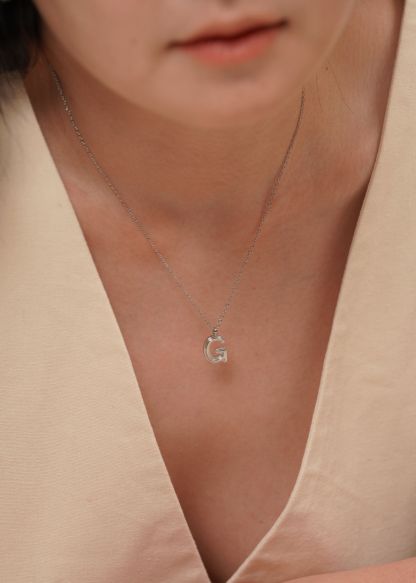 Alphabet Silver Chain Pendant Necklace