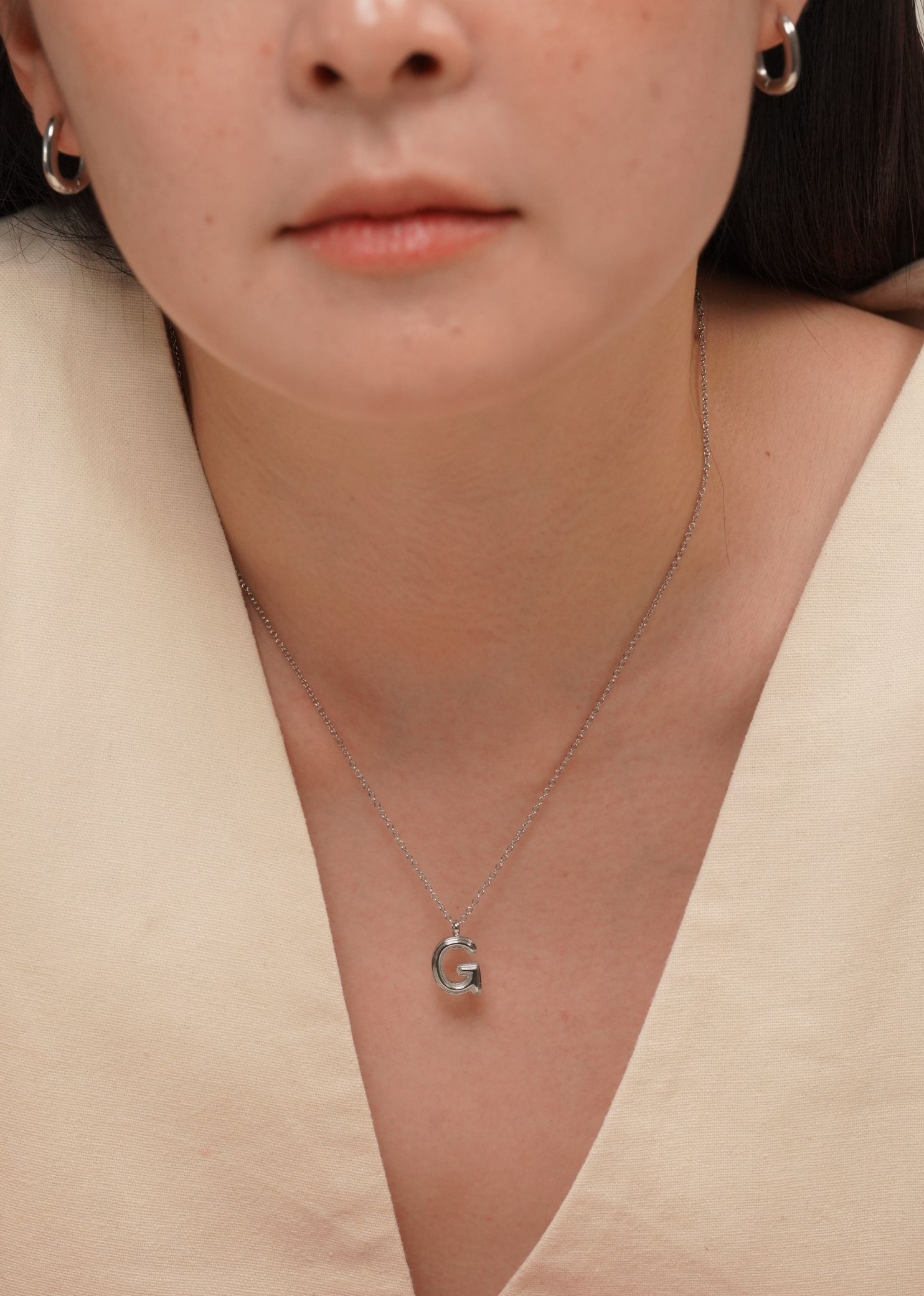 Alphabet Silver Chain Pendant Necklace