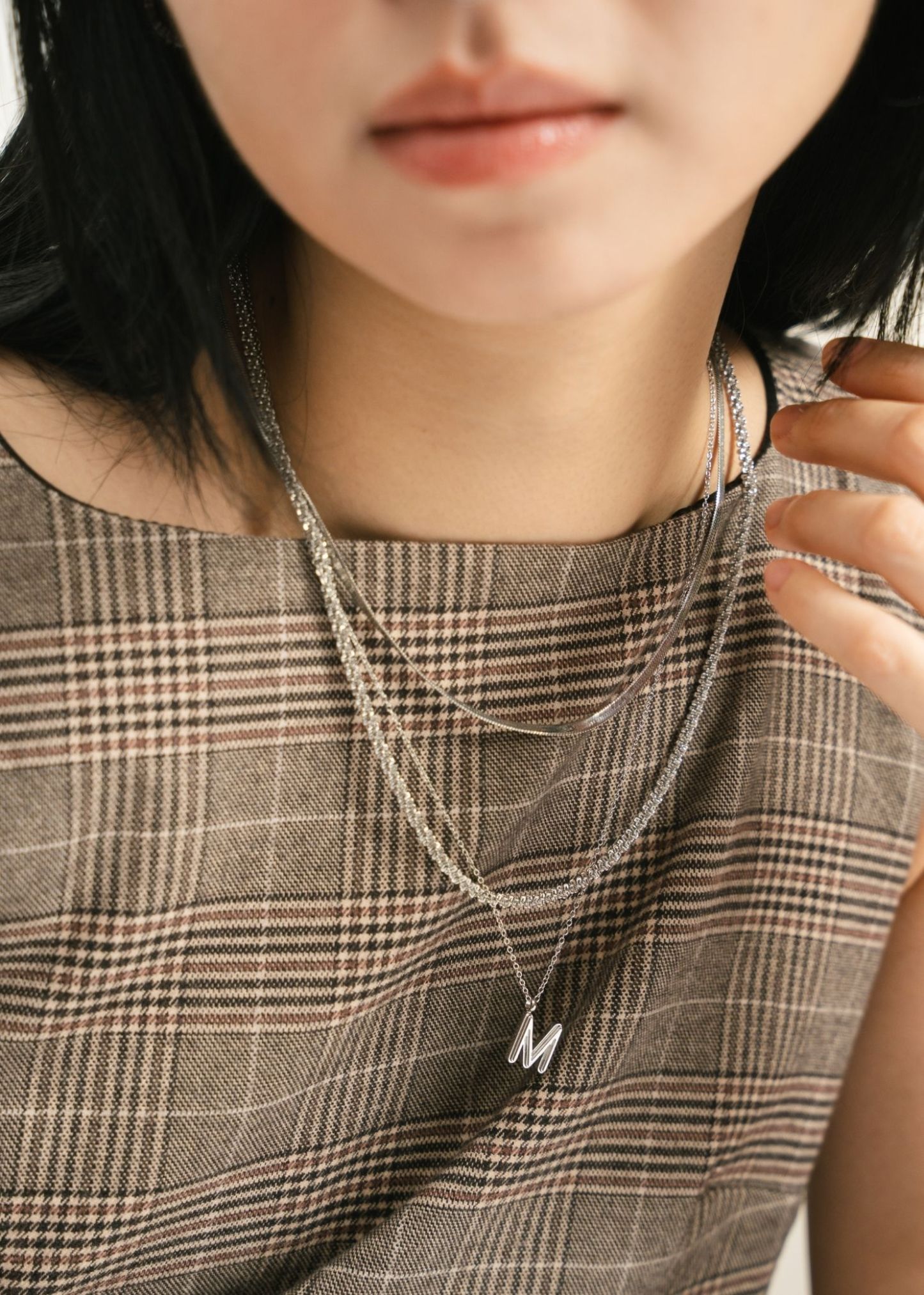 Alphabet Silver Chain Pendant Necklace