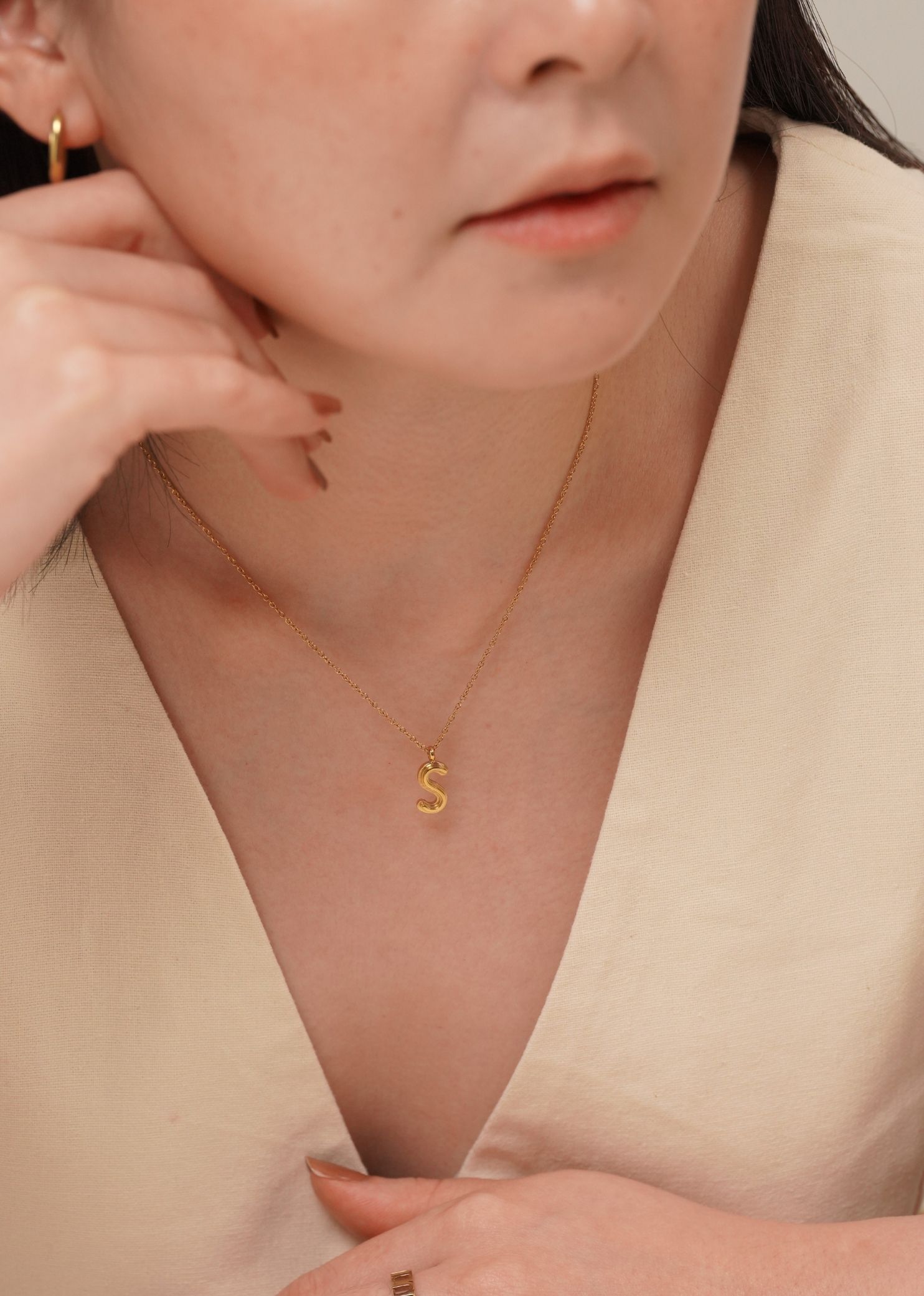 Alphabet Gold Chain Pendant Necklace
